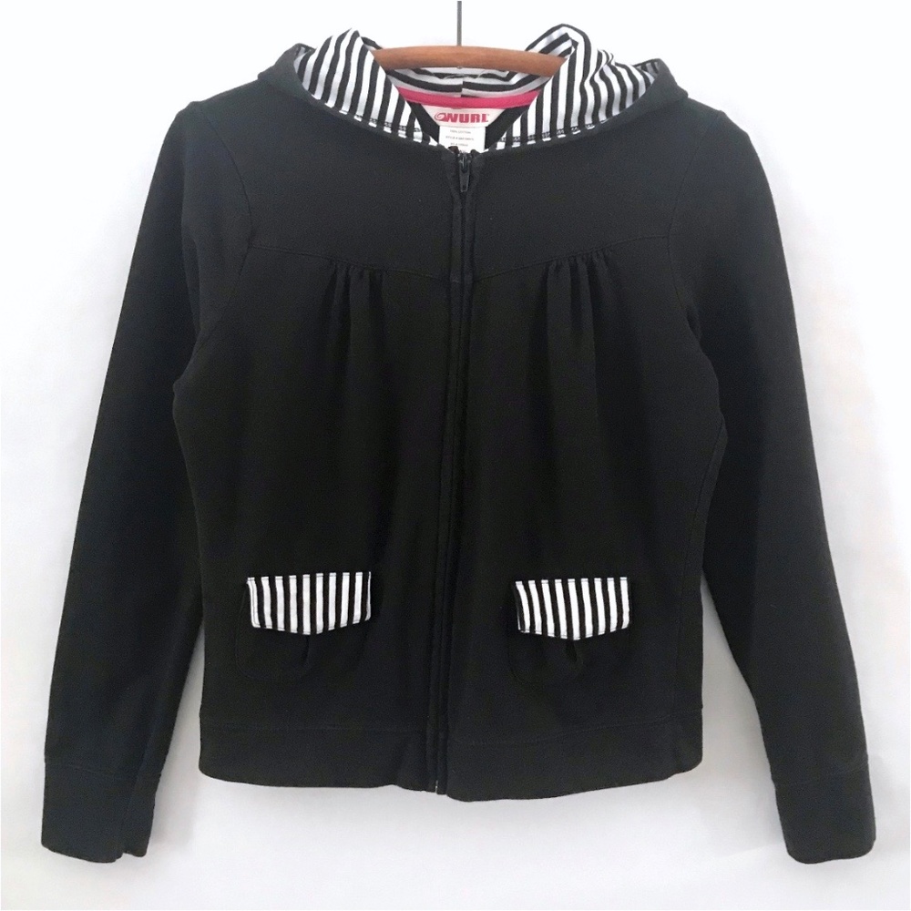 3/$15 Nurl Black White Zip Hoodie Flap Pockets Jacket